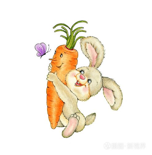 可爱兔子与胡萝卜