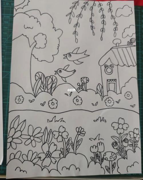 幼儿园简笔画,春天适合大班幼儿园 幼小衔接 美术课采用马克笔