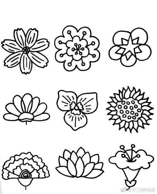 花朵简笔画分享50种各类花朵的线描简笔画,值得收藏!