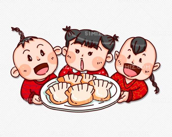 冬至节吃饺子简笔画大全三年级