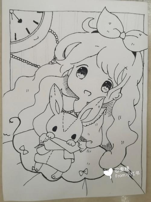 爱丽丝梦游仙境中的兔子简笔画