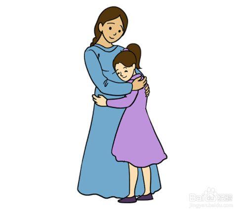 如何画一个母亲抱着她的女儿