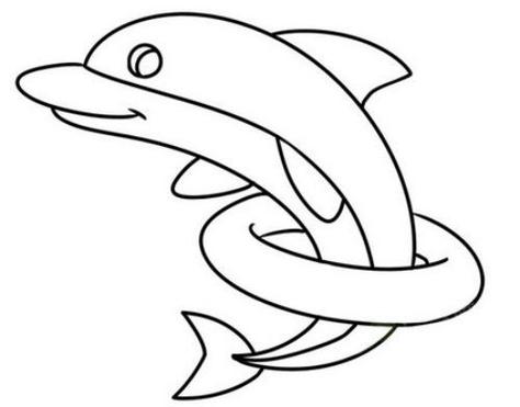 彩色海豚简笔画步骤绘画_简笔画-绘画者图库