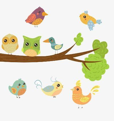 停在树枝上的小鸟彩色简笔画