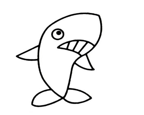 画鲨鱼简笔画图片大全简单