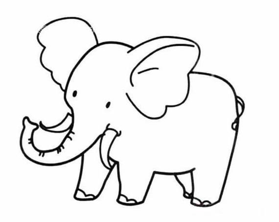 大象的简笔画一笔画