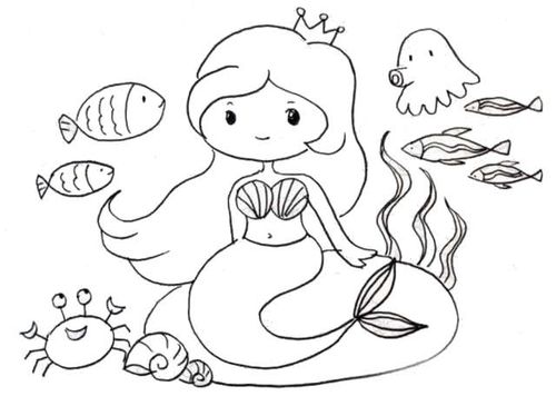 迪士尼美人鱼公主简笔画