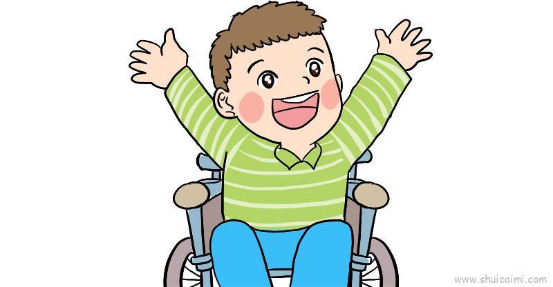 坐轮椅儿童画怎么画坐轮椅简笔画顺序
