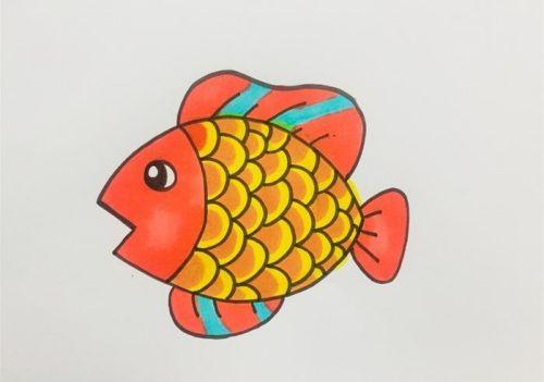 鱼的图片涂了颜色的简笔画