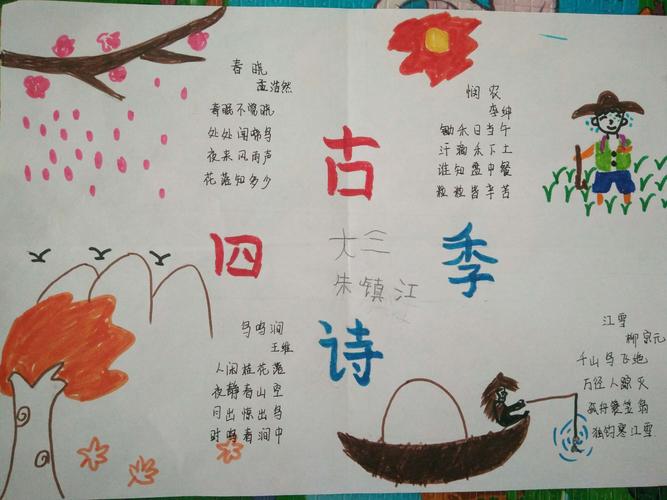 辛龙幼儿园诗词诵读系列活动——亲子绘制古诗词手抄报