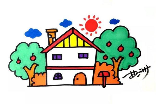 房子卡通简笔画图片大全带颜色