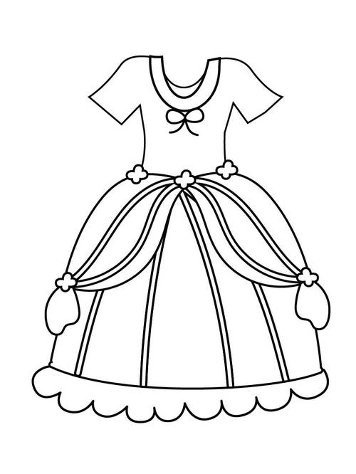 漂亮的小裙子,并为它涂上春天的颜色公主裙礼服简笔画图片礼服怎么画6