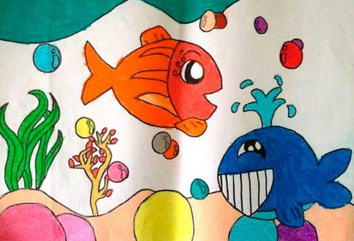 儿童海洋世界简笔画带颜色