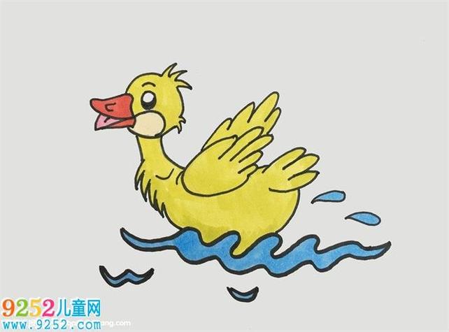 一群鸭子游泳的简笔画色彩