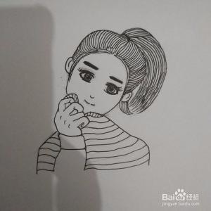 简笔画30:q版女孩(赵丽颖梳马尾)画法