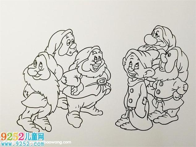 白雪公主和7个小矮人简笔画
