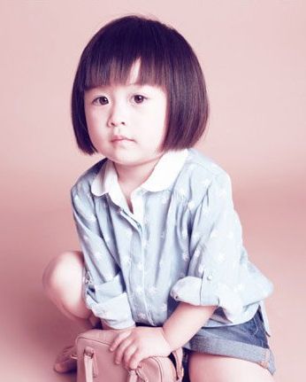 超可爱小女孩短发发型图片齐刘海波波头蘑菇头