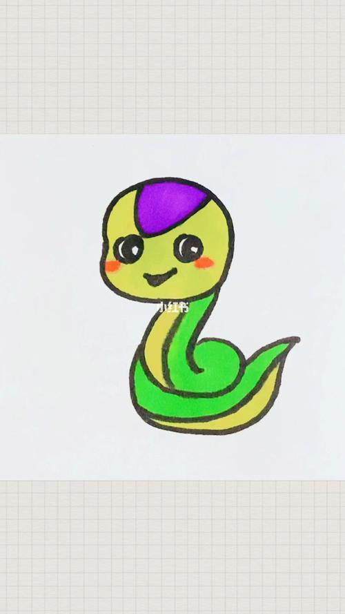可爱蛇宝宝简笔画简笔画知识艺术儿童动物简笔画 十二生肖蛇的画法
