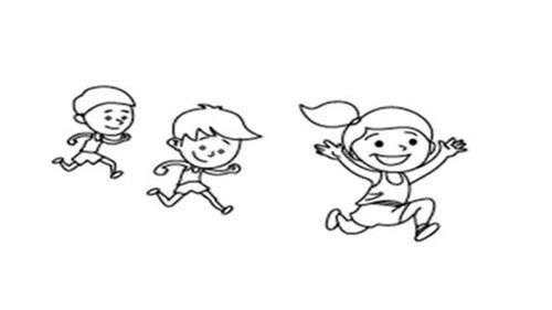 奔跑的小女孩和小男孩简笔画