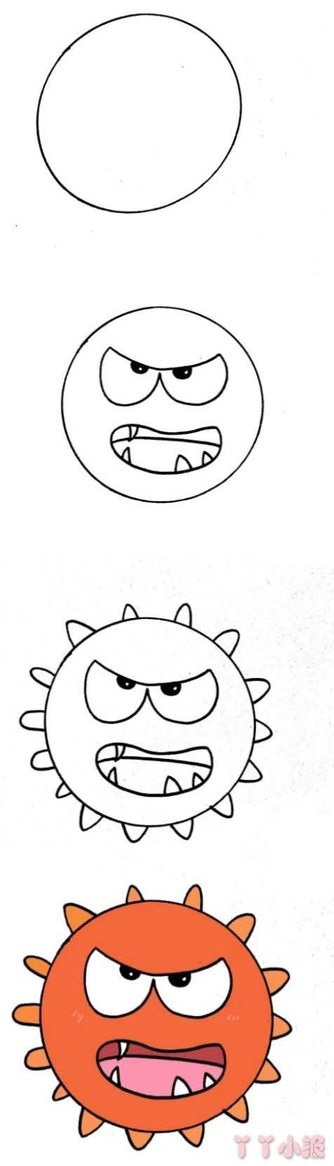 病毒的简笔画卡通 病毒的简笔画卡通怎么画新型冠状病毒简笔画怎么画