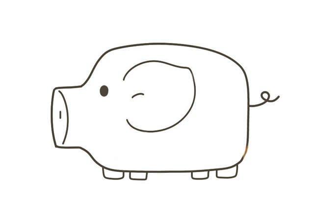 生日小猪的简笔画
