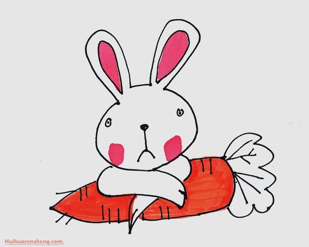 兔子简笔画彩色 可爱图片