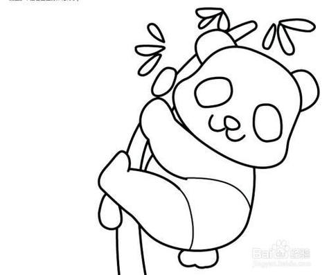 熊猫吃竹叶的图案简笔画