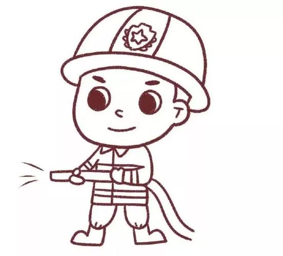 消防员图片卡通简笔画很好看