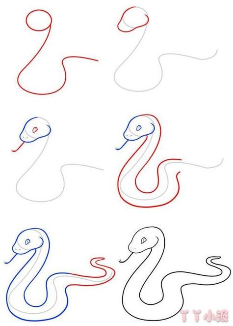 蛇的简笔画步骤有颜色