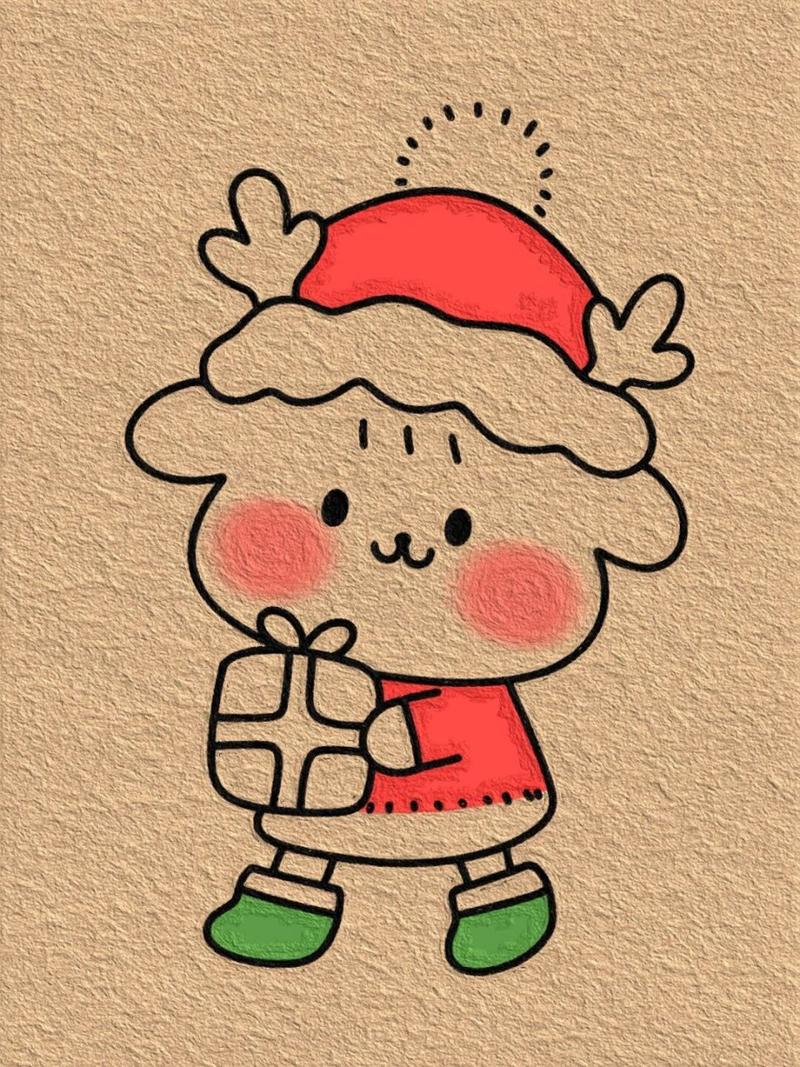 可爱圣诞小鹿简笔画图片带颜色