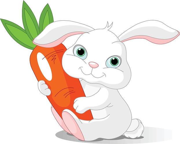 兔子拿着巨大的胡萝卜图片