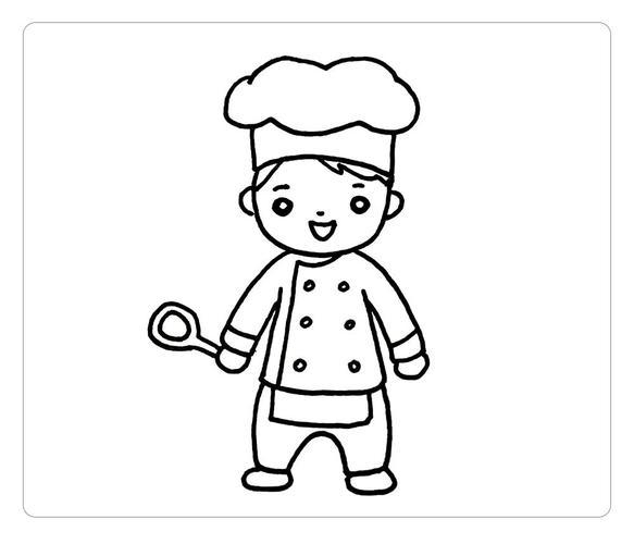 视频厨师简笔画带颜色幼儿学画厨师简笔画步骤画法可爱的厨师简笔画