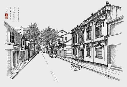 麦浪钢笔手绘温州古建筑欣赏