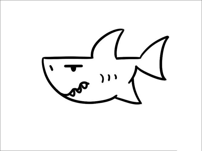 正面可爱鲨鱼简笔画