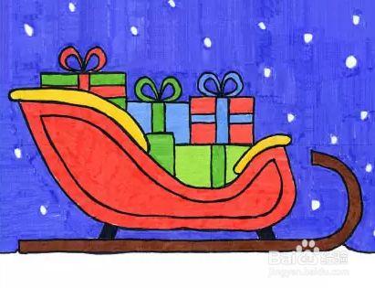 如何画圣诞老人的雪橇