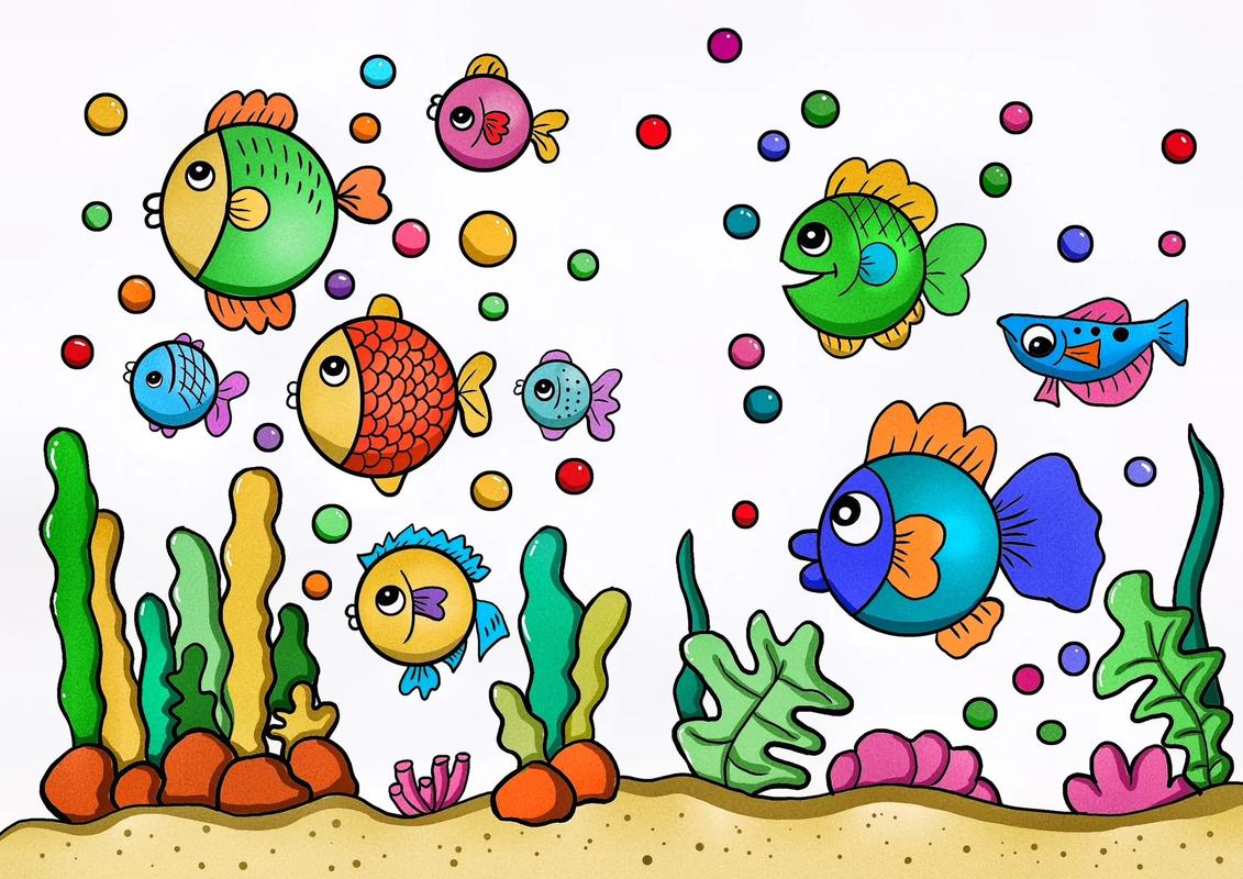 海底世界儿童画小鱼简笔画