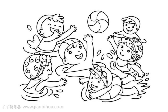 游泳儿童画怎么画游泳简笔画简单12张夏季游泳卡通涂色图片下载-红豆