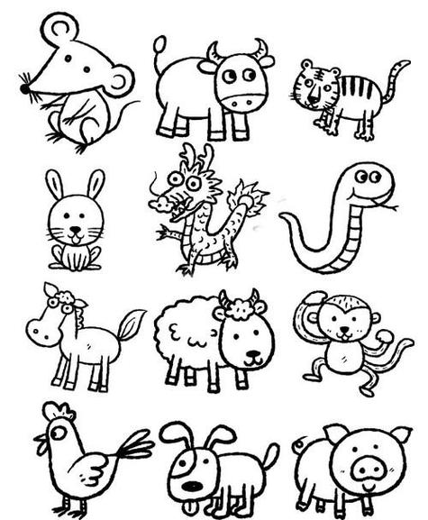 12生肖动物简笔画怎么画