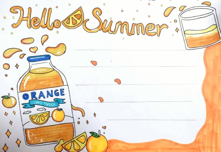 英语手抄报summer holiday,橘子味的夏天#小学英语手抄报  #暑假英语