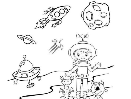 宇航员和载人飞船简笔画 宇宙飞船简笔画