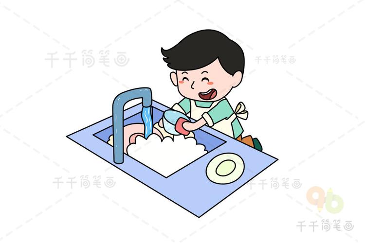 幼儿洗碗简笔画步骤