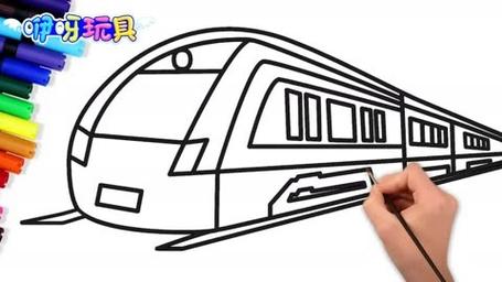 儿童简笔画:绘制一辆行驶中的高铁列车,舒适又便捷的