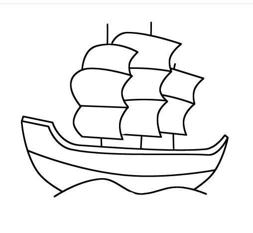 儿童简笔画帆船简单