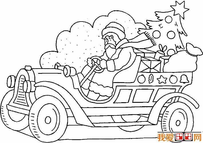 圣诞老人拉车的动物的简笔画