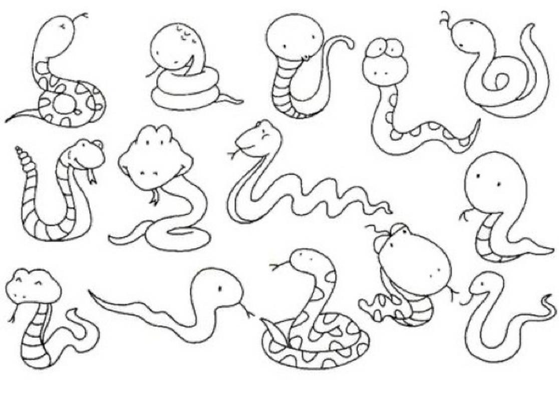 小花蛇简笔画/创意美术/儿童画/蛇类 小可爱蛇简笔画来啦
