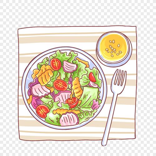 手绘美食蔬菜沙拉插画素材元素素材png格式_设计素材免费下载_vrf高清