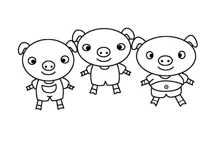 三只小猪故事插图简笔画