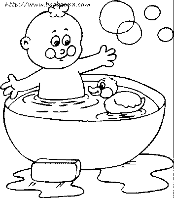 浴缸洗澡的填色图18p日常用品简笔画涂色图片 - 宝宝吧