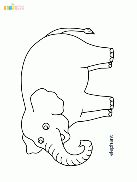 动物简笔画 大象填色图