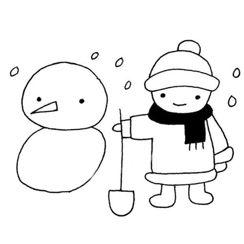 【堆雪人】小朋友堆雪人的简笔画怎么画步骤教程